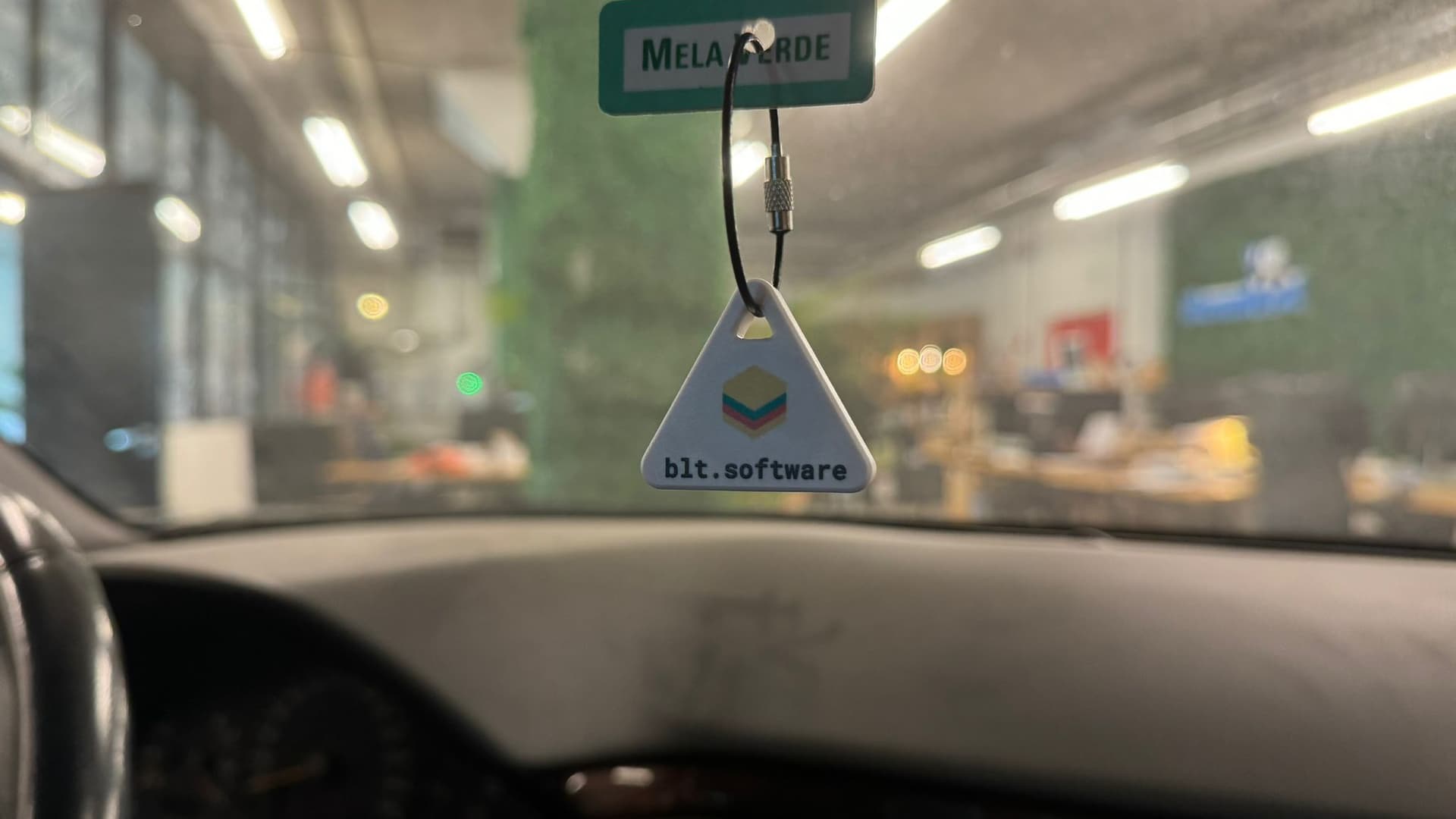 BLT Triangle Tag in car sample